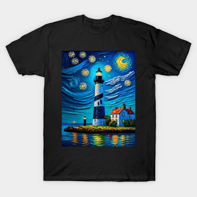 Key West Lighthouse in starry night T-Shirt by FUN GOGH